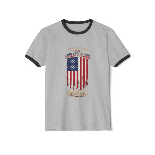 Pawleys Island Distressed American Flag 250 Anniversary Ringer Tee Shirt
